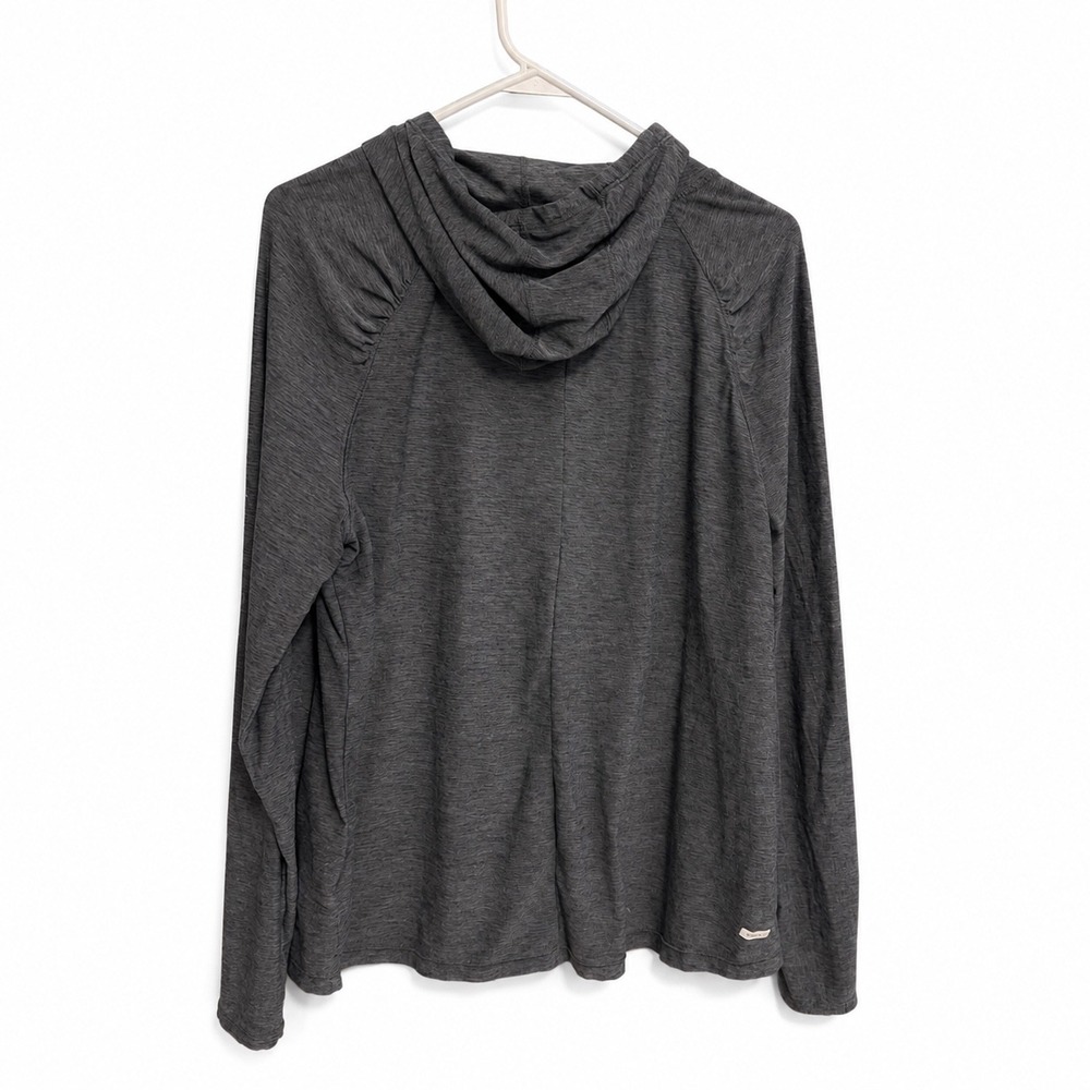 Danskin Now Women's XL Gray Hooded Long Sleeve Lightweight Athletic Top A71